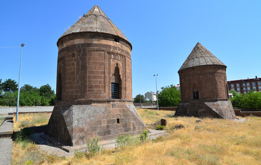 Fototapeta na wymiar Located in Ahlat, Turkey, the Double Vaults were built in the 13th century.