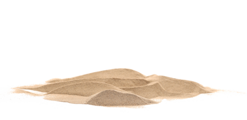 Desert sand pile, dune isolated on white, with clipping path, side view