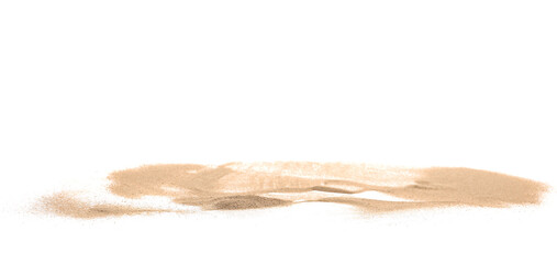Fototapeta na wymiar Desert sand pile, dune isolated on white, with clipping path, side view