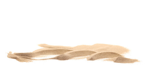 Desert sand pile, dune isolated on white, with clipping path, side view - obrazy, fototapety, plakaty