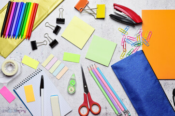 School supplies, various accessories in full color