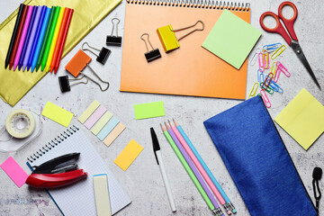 School supplies, various accessories in full color