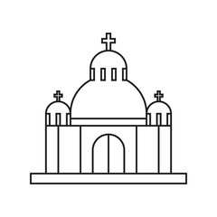 Orthodox church, Christian cathedral, line icon, black isolated on white background, vector illustration.