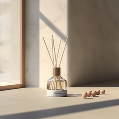 Reed Diffuser Grabs Spotlight on Stone Table Surface with generative AI Technology