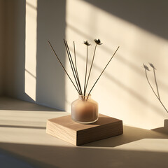 Reed Diffuser Grabs Spotlight on Stone Table Surface with generative AI Technology