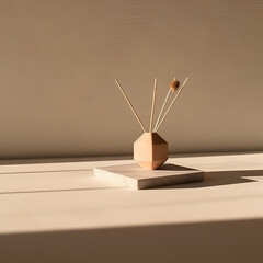 Reed Diffuser Grabs Spotlight on Stone Table Surface with generative AI Technology