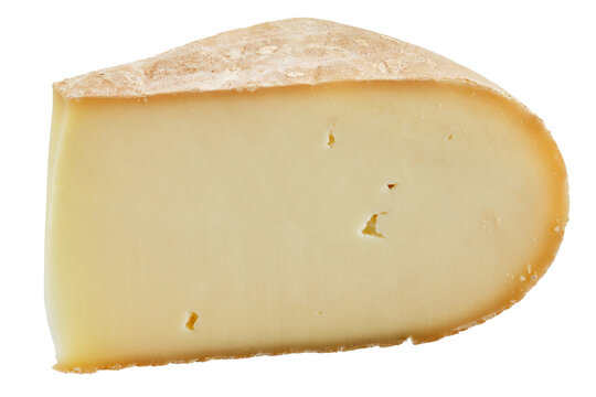 A piece of handmade natural farm cheese, isolated