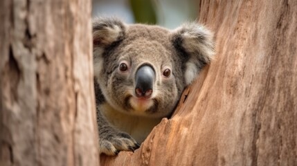 koala bear cub in a tree