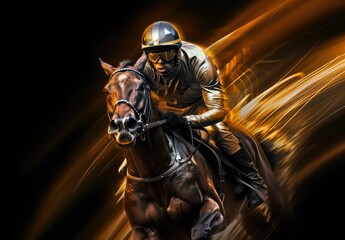 Fototapeta premium The Beauty of Equineletes: A Horse Racing Event, generative ai