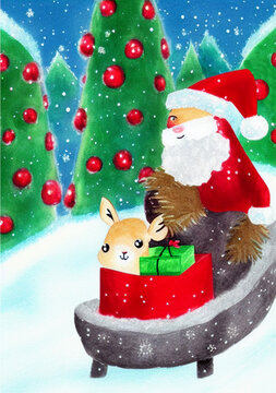 Santa and Reindeer