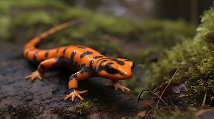 red salamander generative ai - obrazy, fototapety, plakaty