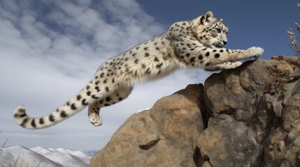 Silent hunter of the mountains, the snow leopard strikes with precision