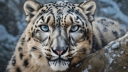 Fototapeta premium The Snow Leopard Roams the Himalayas