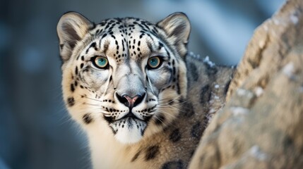 Fototapeta premium The Haunting Gaze of the Snow Leopard
