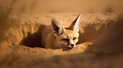 Kit fox in burrow