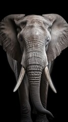 Fototapeta na wymiar A close-up encounter captures the intricate textures of the elephant's weathered skin