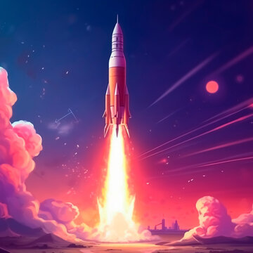 Space race of Artificial intelligence powered rockets , Generated with ai , Ai ,Artificial intelligence 