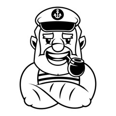 Captain Hat thin line icon. Cap banner in flat style. Sailor poster. Nautical Linear pictogram. Simple illustration, outline symbol. Vector sign isolated on white. Editable stroke icons without fill