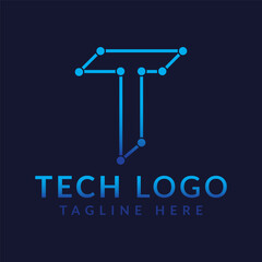 Letter T technology logo design vector.