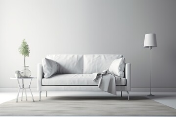 Couch mockup on a white background with metal legs . Generative AI
