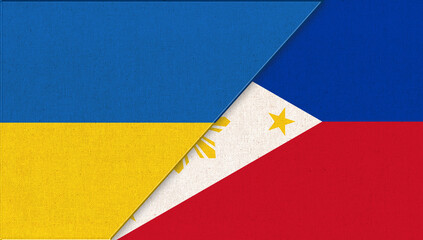 Flags of Ukraine and Philippines. Football game. Political concept