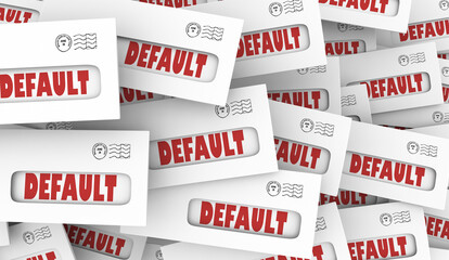 Dafault Failure to Pay Debt Bills Obligations Envelopes Warnings 3d Illustration