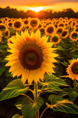 sunflower field in the morning generate AI