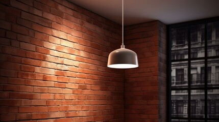 brick room with dangling light
