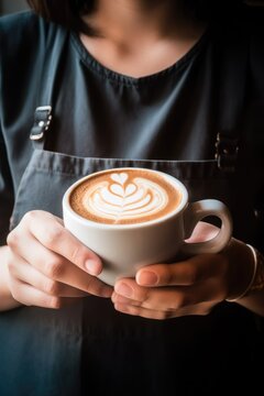 barista holding coffee cup