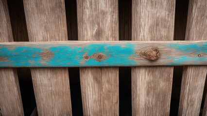 Naklejka na ściany i meble A Scene Of A Beautifully Crafted Wooden Bench With A Blue Paint AI Generative