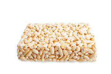 Puffed rice on a white isolated background. toning