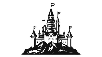 Vector black castle icon, logo. Vector illustration isolated on white background © artisttop
