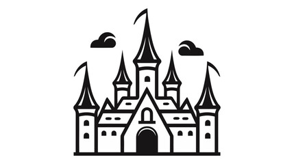Fototapeta premium Vector black castle icon, logo. Vector illustration isolated on white background