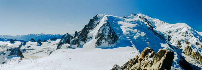 Amazing landscape of the Mont Blanc summit and glacier