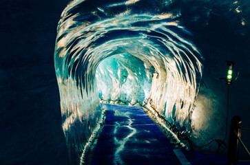 Ice cave in the famous Mont Blanc sea of ice