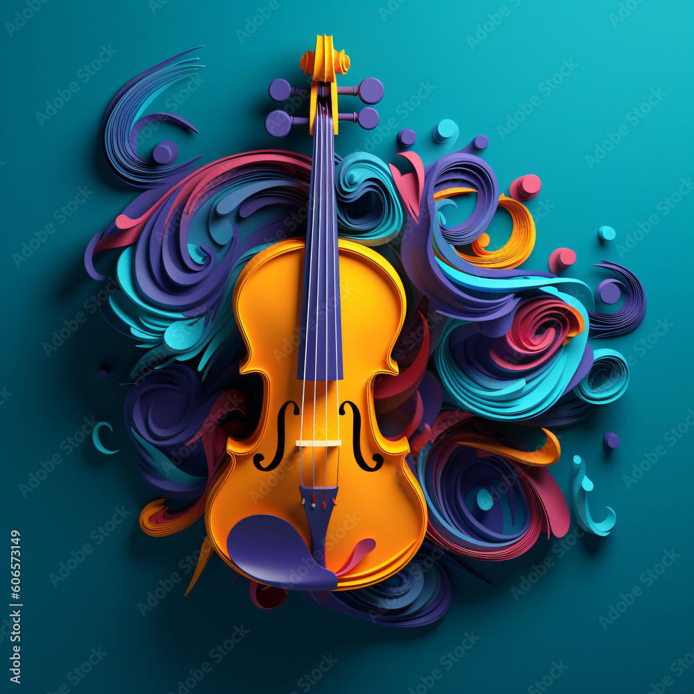 Wall mural abstract background with violin, modern multicolor music background with abstract structure, generat