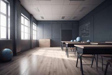 Fototapeta na wymiar Empty Classroom Back to school concept AI-Generated 