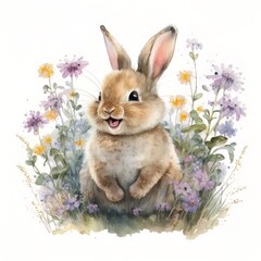 rabbit and flowers with Generative AI technology