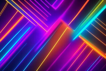 Fototapeta premium abstract lines background , neon colourfull lines , ai generative image 
