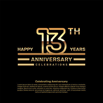 13 year anniversary logo design with double line concept, logo vector template