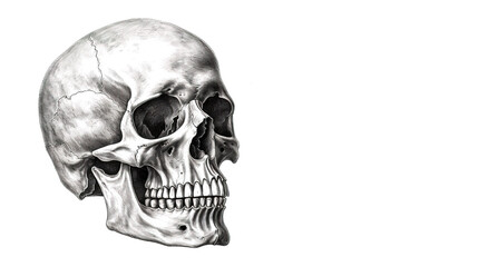 Human skeleton vintage drawing engraved illustration. Copy space for text	