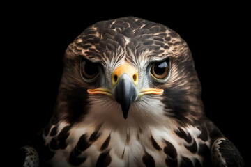 Fototapeta premium An AI generated illustration of a hawk's head against a black background
