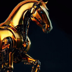 Fototapeta na wymiar Futurama Horse: Illustration of a Robotic Horse, Generative AI