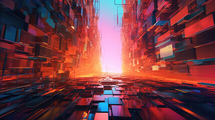 A futuristic, abstract background with vibrant colors and geometric shapes Generative AI