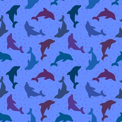 Summer animals seamless dolphins pattern for wrapping paper and kids clothes print and fabrics and linens