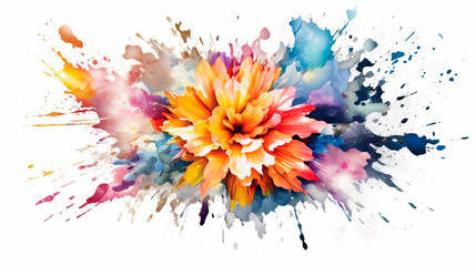 Fototapeta na wymiar colorful flower explosion on white background, created. Generative AI