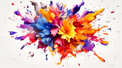 colorful flower explosion on white background, created. Generative AI