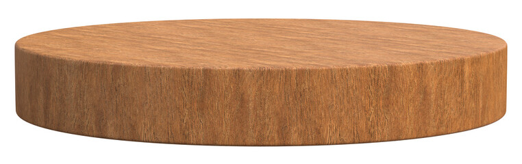 Wooden podium for product presentation isolated on transparent background