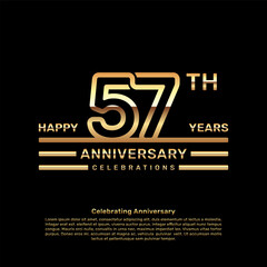 57 year anniversary logo design with double line concept, logo vector template