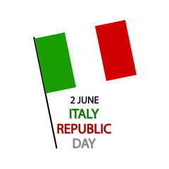 Italy republic day flagpole, vector art illustration.